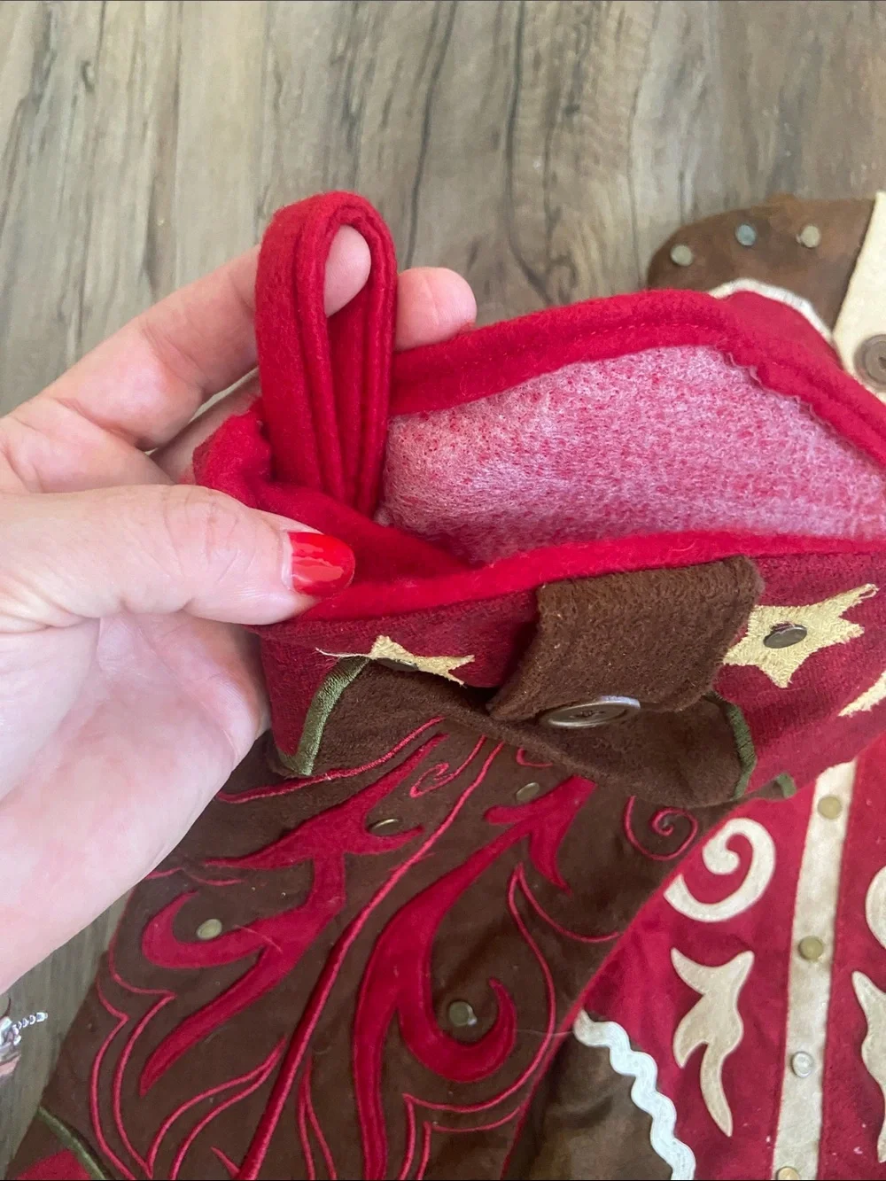 Handmade set of 2 felt cowboy boot Christmas stockings western cowboy holiday